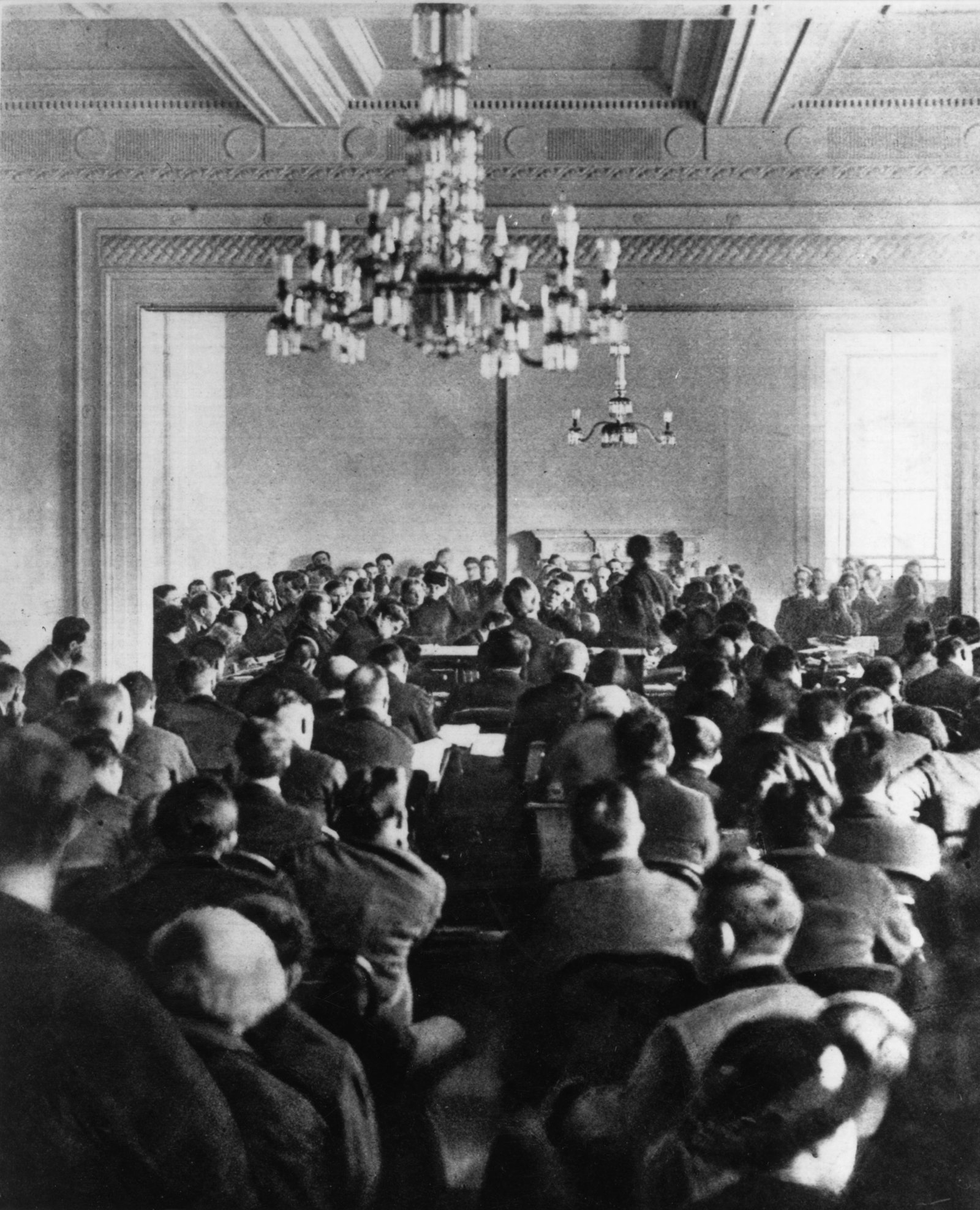 Too small, too crowded, terrible acoustics - the temporary Dáil premises in the Council Chamber in University College Dublin. Credit: Getty Images