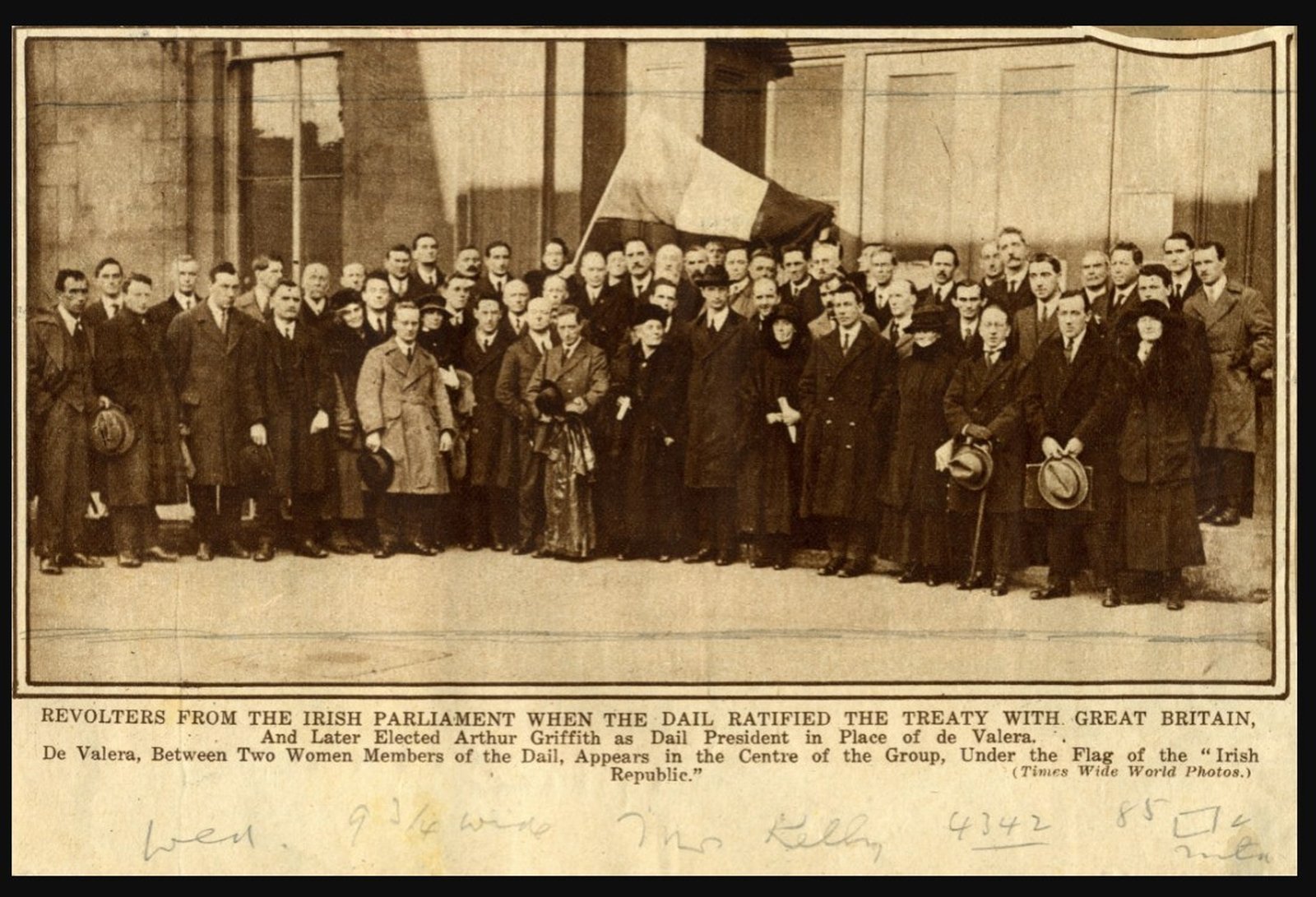 WALKOUT: Photographs of Éamon de Valera and the anti-Treaty TDs, taken just after they walked out of the Dáil in protest. Credit: Military Archives