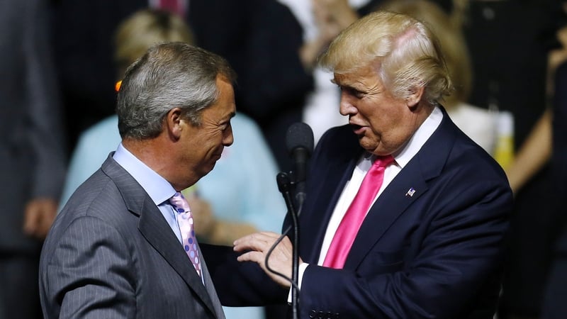 Nigel Farage and Donald Trump pictured at a US presidential campaign rally in 2016