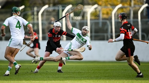 Joe Cuddihy of Shamrocks Ballyhale in action against Kevin McDonald of Mount Leinster Rangers