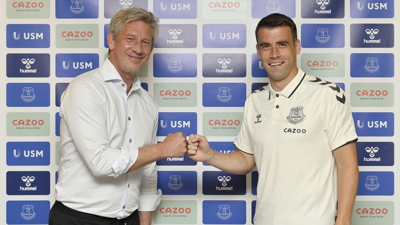 Everton's Dutch director of football Marcel Brands, pictured with Seamus Coleman, has left the Merseyside club