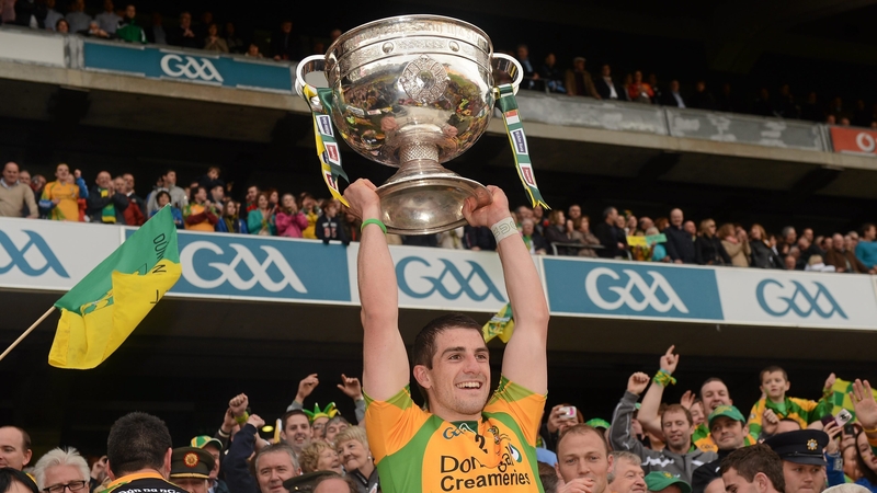 Paddy McGrath lifts the Sam Maguire following Donegal's 2012 final win over Mayo