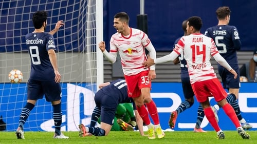 Andre Silva of RB Leipzig celebrates