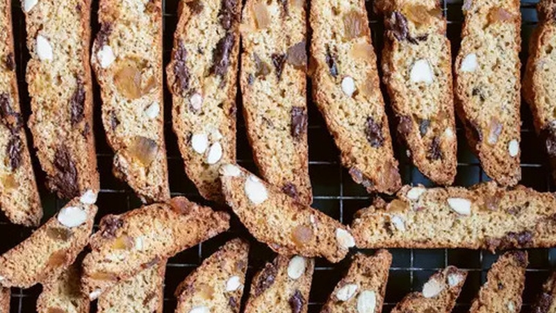 Serve these festive biscotti with a strong cup of coffee.