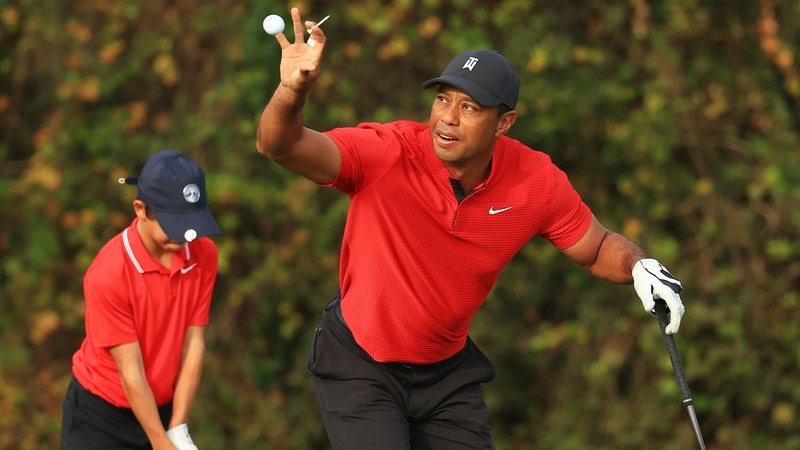Tiger Woods with his son Charlie in action at the PNC Championship in 2020