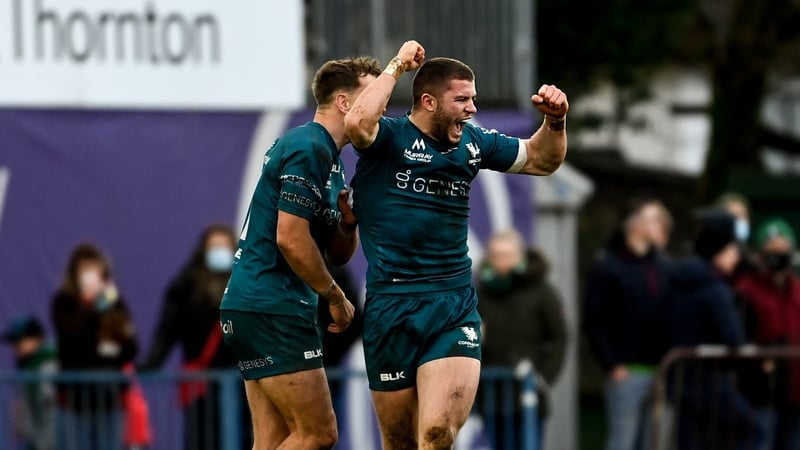 Connacht's Diarmuid Kilgallen celebrates at the Sportsground