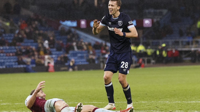 Tomas Soucek reacts after missing a shot against Burnley