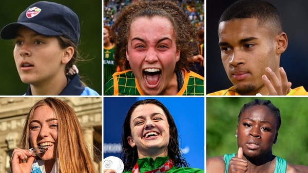 Clockwise from top left: Amy Hunter, Emma Duggan, Gavin Bazunu, Rhasidat Adeleke, Nicole Turner, Lara Gillespie