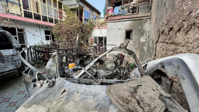 A view of the damage caused by the strike on 29 August