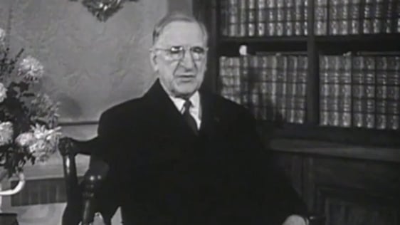 Éamon de Valera on opening night of Telefís Éireann, 31 December 1961