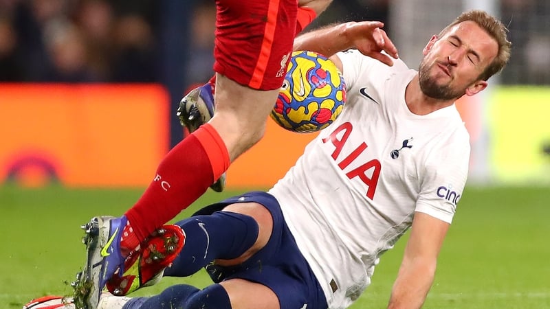 Harry Kane received a yellow card for his first-half lunge on Andy Robertson