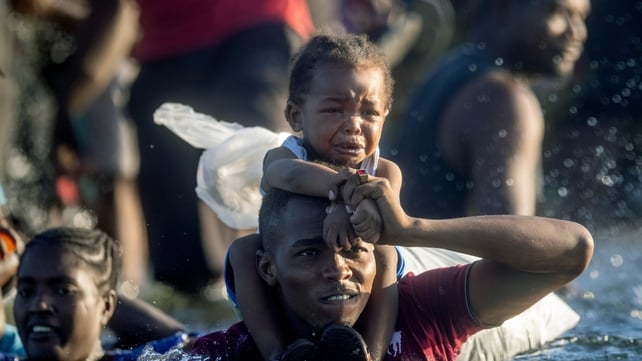 20 September: Haitian immigrants cross the Rio Grande back into Mexico from Del Rio, Texas, as US immigration authorities began deporting immigrants back to Haiti from Del Rio (Photo: John Moore)