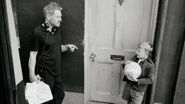Kenneth Branagh and Belfast star Jude Hill on the set of Branagh's acclaimed semi-autobiographical film