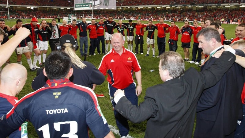 Declan Kidney celebrates Munster's 2008 European success