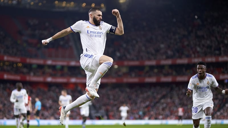 Karim Benzema celebrates his opening goal