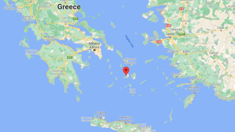 The incident happened near the island of Paros in the Aegean Sea (Pic: Google Maps)