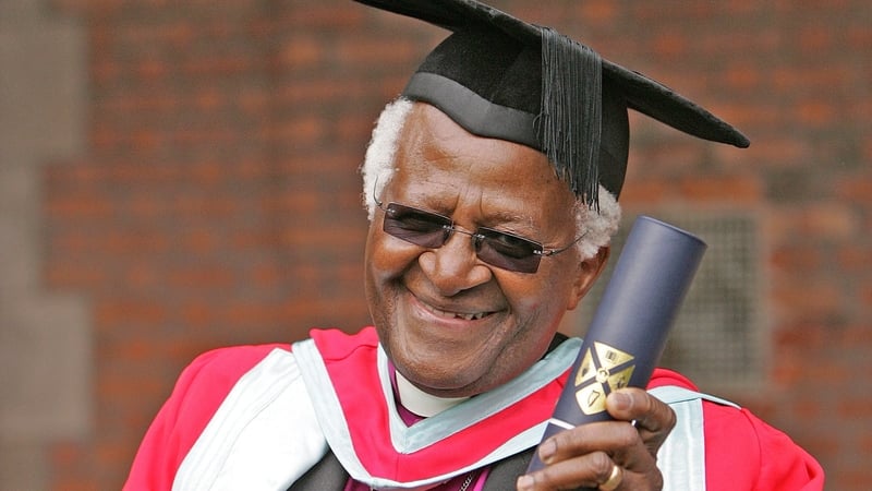 Archbishop Desmond Tutu receiving an honorary doctorate at Queen's University Belfast in 2007