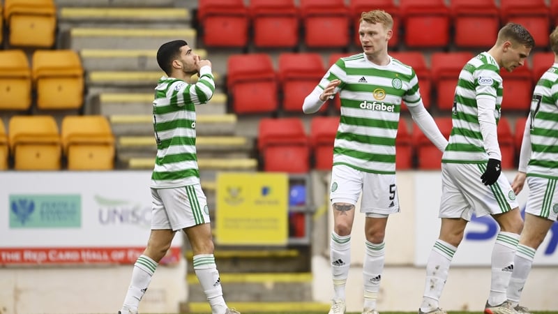 Liel Abada celebrates with Liam Scales after netting the opening goal