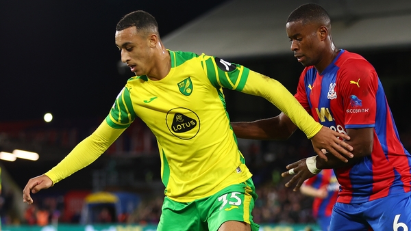 Adam Idah (L) in action against Marc Guehi of Crystal Palace