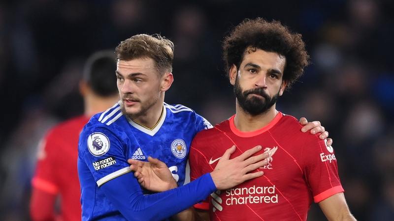 Kiernan Dewsbury-Hall and a dejected Mohamed Salah at full-time