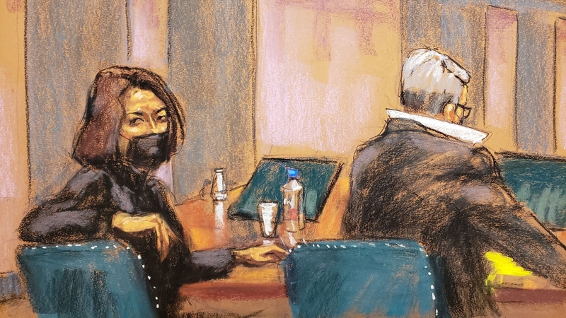 A courtroom sketch shows defense attorney Bobbi Sternheim sitting alongside Ghislaine Maxwell during her trial