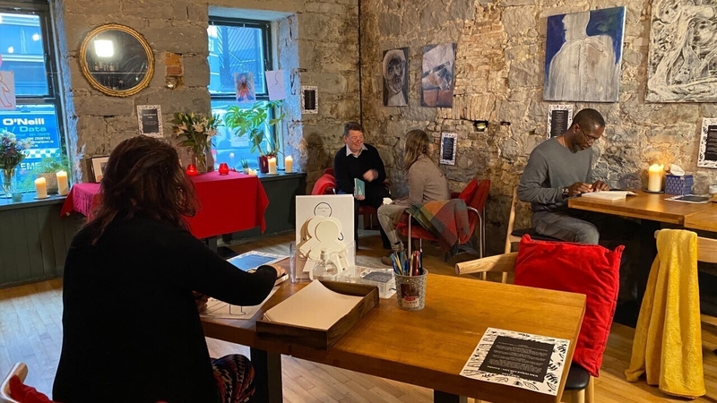 People visit the cafe to chat, to draw, to listen to poetry, exploring sadness in a gentle, creative way