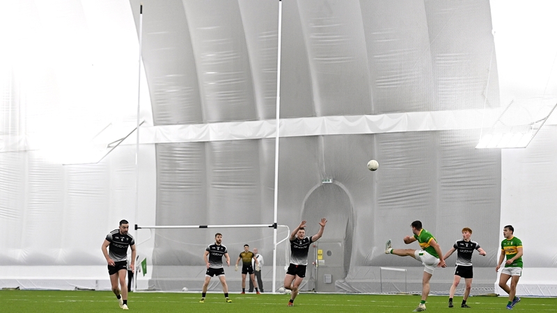 Leitrim's Cillian McGloin kicks a point against Sligo during the Connacht FBD League clash in Bekan