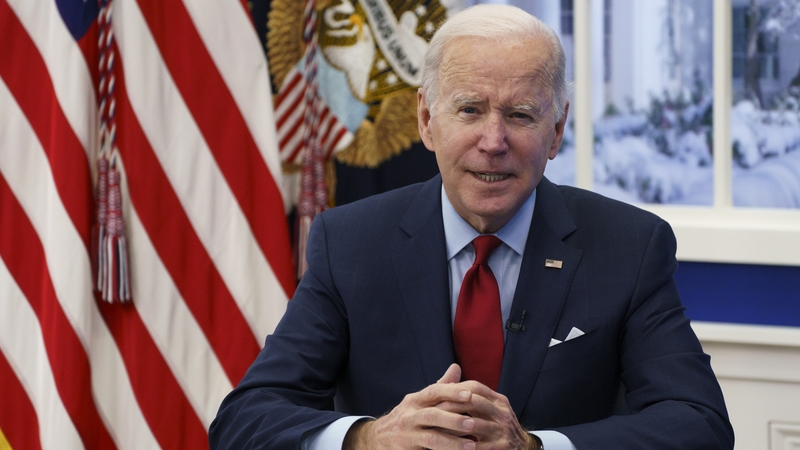 US President Joe Biden speaks while meeting with members of the White House Covid-19 Response Team