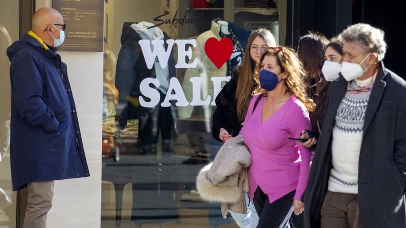 Shoppers out and about in Bari, Italy today
