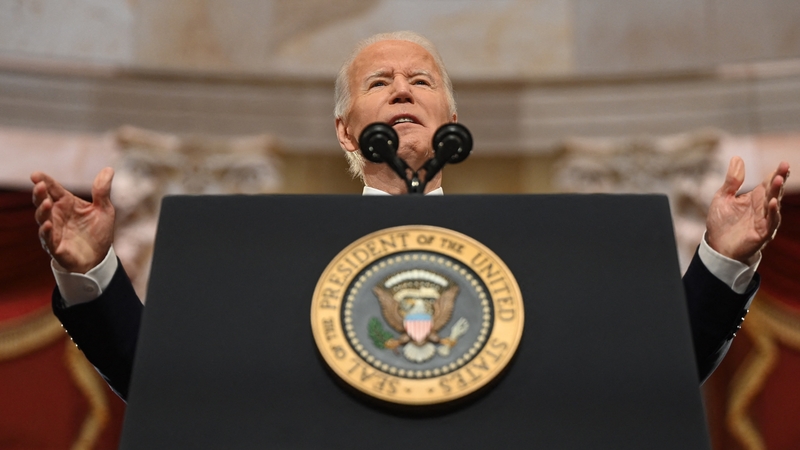 Joe Biden said democracy was attacked a year ago