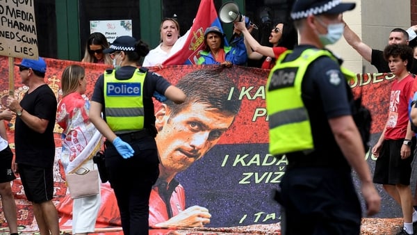 Supporters of the Serbian star gathered outside the detention centre in Melbourne
