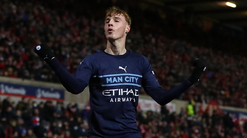 Manchester City's Cole Palmer celebrates his goal.
