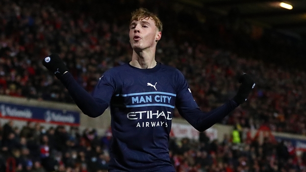 Manchester City's Cole Palmer celebrates his goal.