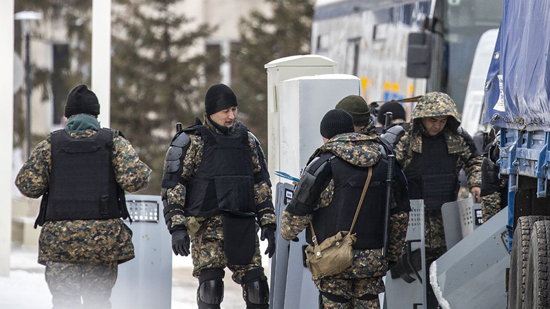 Security forces appear to be in control of the streets of the capital Almaty