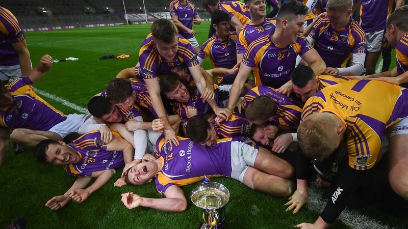 Kilmacud Crokes players celebrate their success.