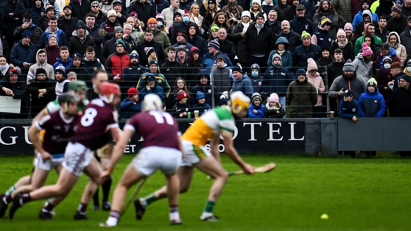 Supporters look on during the Walsh Cup clash between Galway and Offaly at Duggan Park in Ballinasloe.