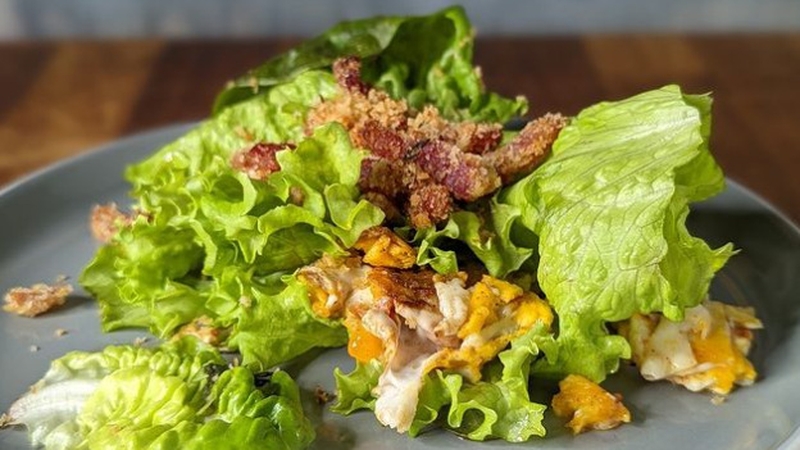 Paul Flynn's swirled eggs, crunchy bacon crumble