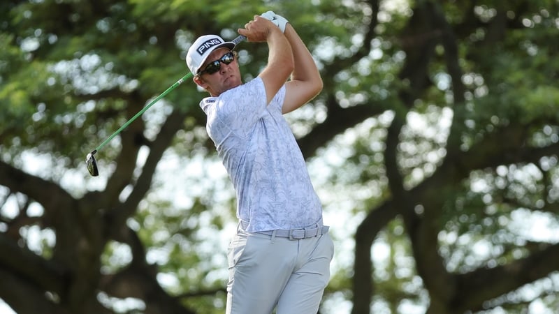 Séamus Power plays his tee shot on the second hole at Waialae Country Club