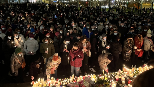 Crowds gathered for a vigil at Arthur's Quay in Limerick city
