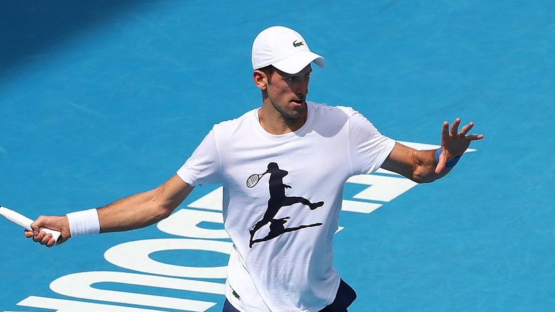 Djokovic practicing last week at the Rod Laver Arena before his deportation from Australia