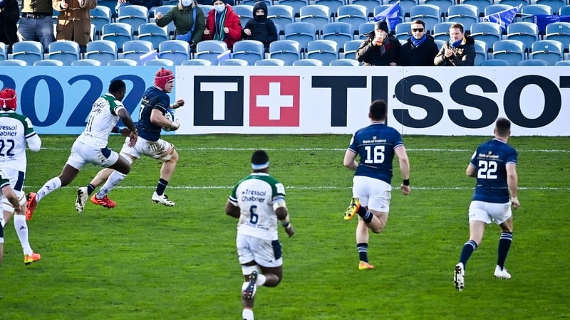 Josh van der Flier scored his 12th and 13th tries for Leinster against Montpellier