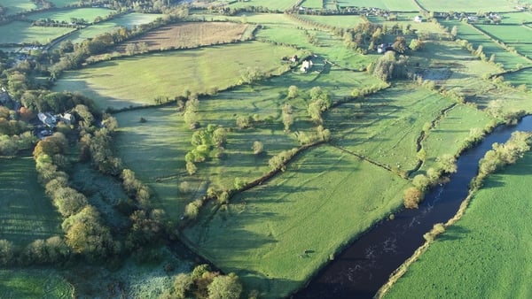 Drone footage of the area which once was the medieval town of Newtown in Co Kilkenny. Photo: Sean Shanahan