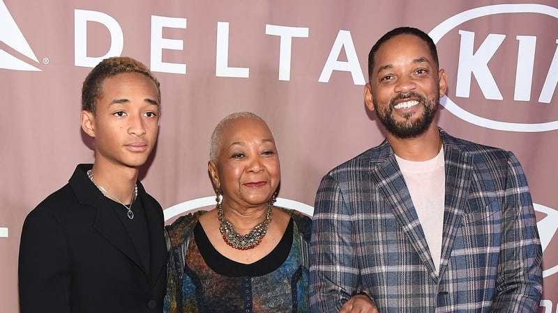 Will Smith (r) with his son Jaden and mother Caroline Bright,