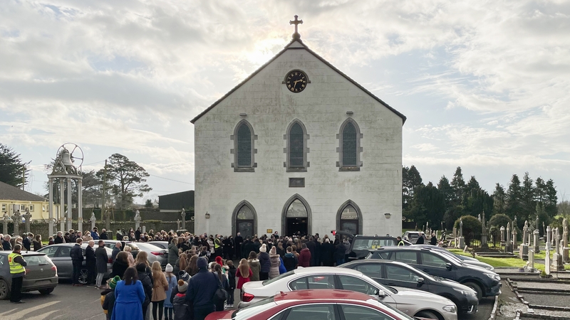 Hundreds of people turned out for the funeral mass of murdered school teacher Ashling Murphy at St Brigid's Church in Mountbolus, Co Offaly today