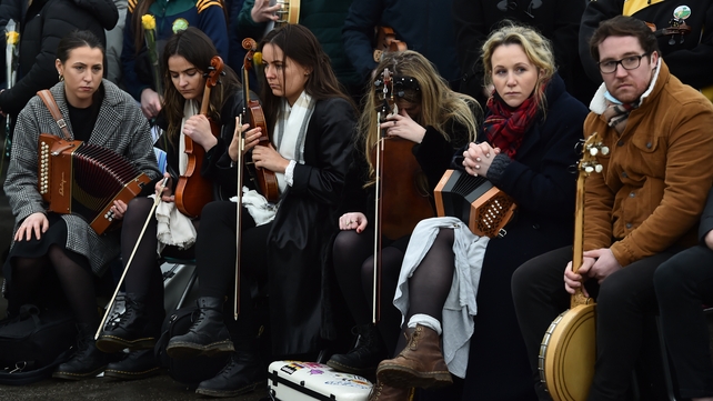 Music had been a big part of Ashling's life - and today many musicians joined the large crowd of people filling the streets