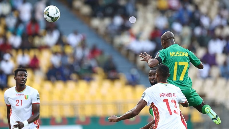 Zimbabwe's forward Knowledge Musona scores the opening goal