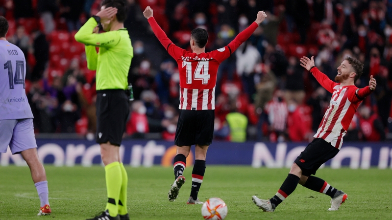 Dani Garcia and Iker Muniain of Athletic Bilbao celebrate