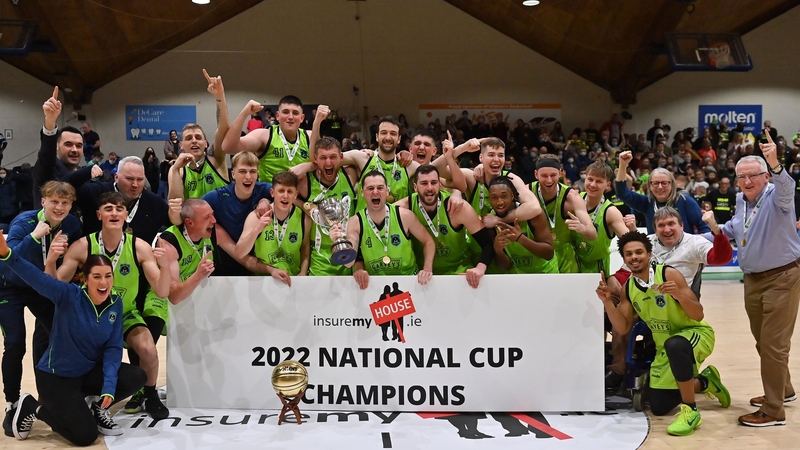 Garvey's Warriors Tralee celebrate their cup victory.