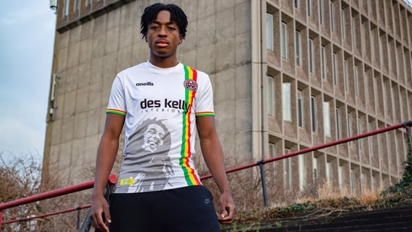 Bohemian FC player Promise Omochere with the new jersey