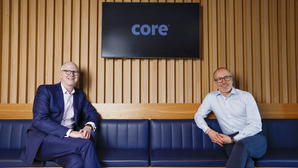 Alan Cox outgoing CEO of Core and Aidan Greene incoming CEO